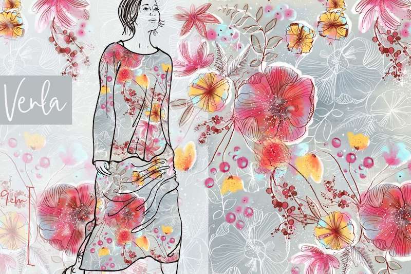 Lillestoff teplákovina ledové kvítí