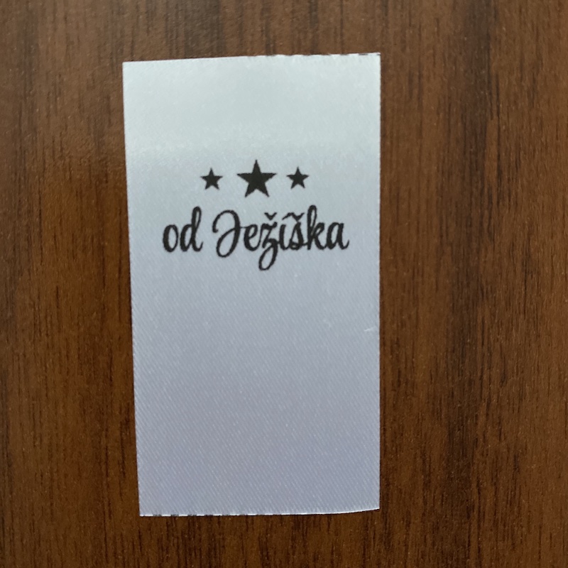 Saténový štítek "od Ježíška"