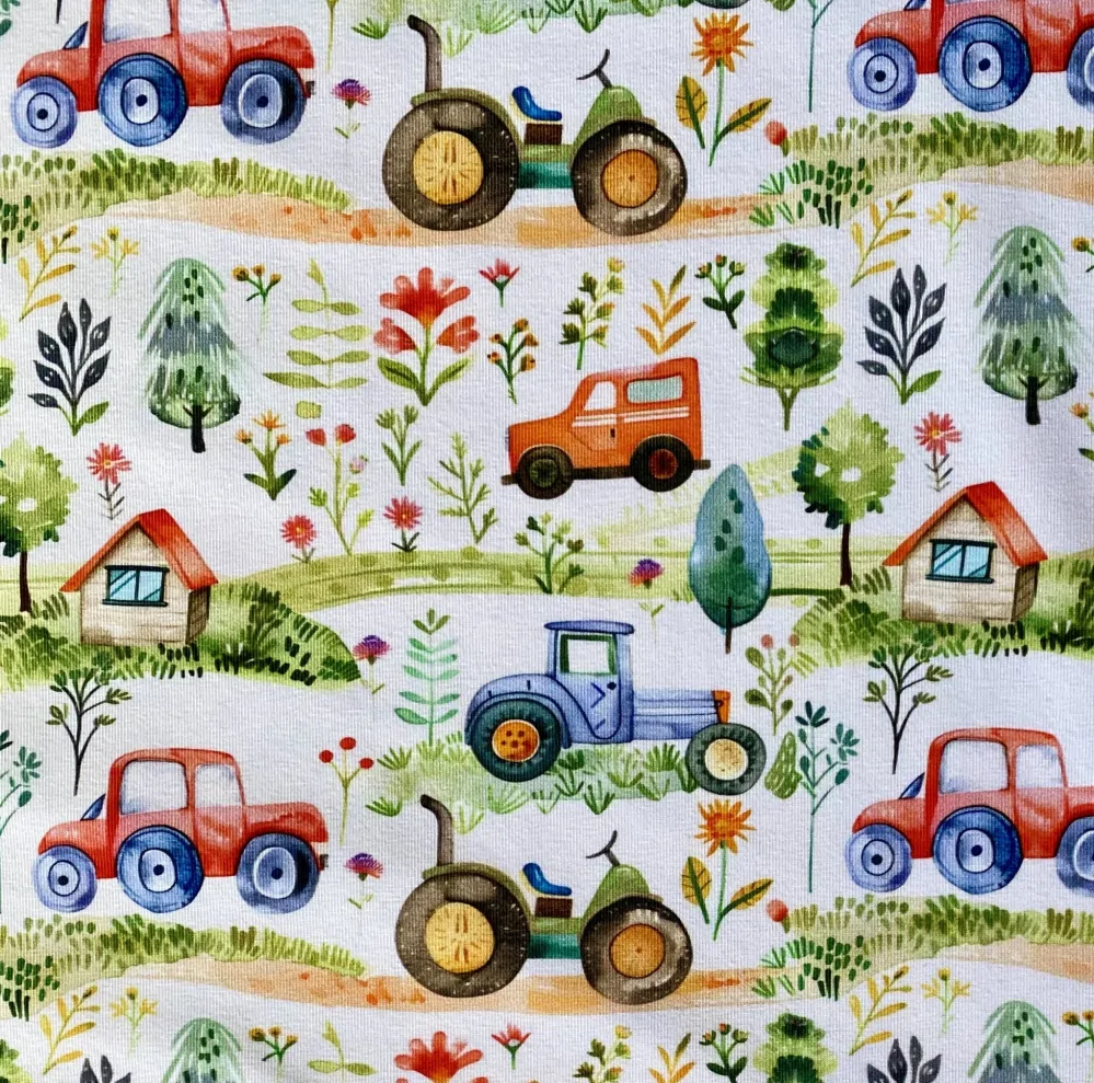 hladký úplet - malovaná farma