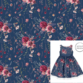 Květy na modré - zimní softshell 