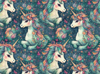 jednorožec s květy - úplet 