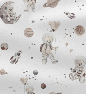 žebrovaný úplet - kosmonaut na světlé