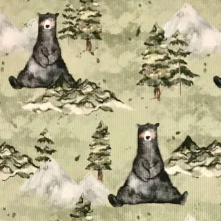 žebrovaný úplet - medvěd v lese