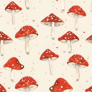 žebrovaný úplet - muchomůrky