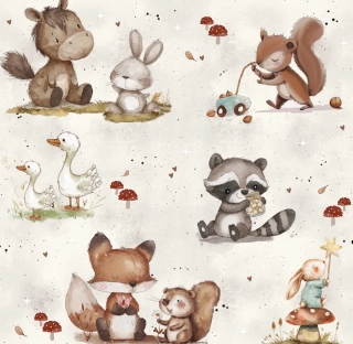 hladký úplet - lesní kamarádi 