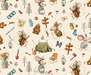 žebrovaný úplet - myšky kempujou